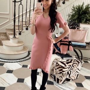 Rachel Parcell Pink Ruffle Sweater Dress